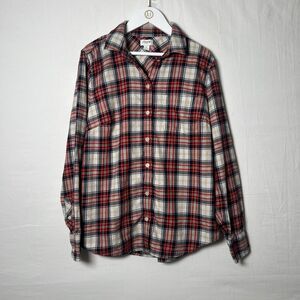 J Crew Womens S Red White Blue Plaid Button Up Flannel Shirt